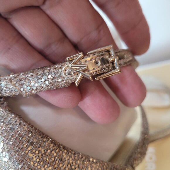 Michael Kors Ava Gold Tone Heeled Sandals Size 8.5 & 9M Women's Strappy Shoes - Picture 5 of 12